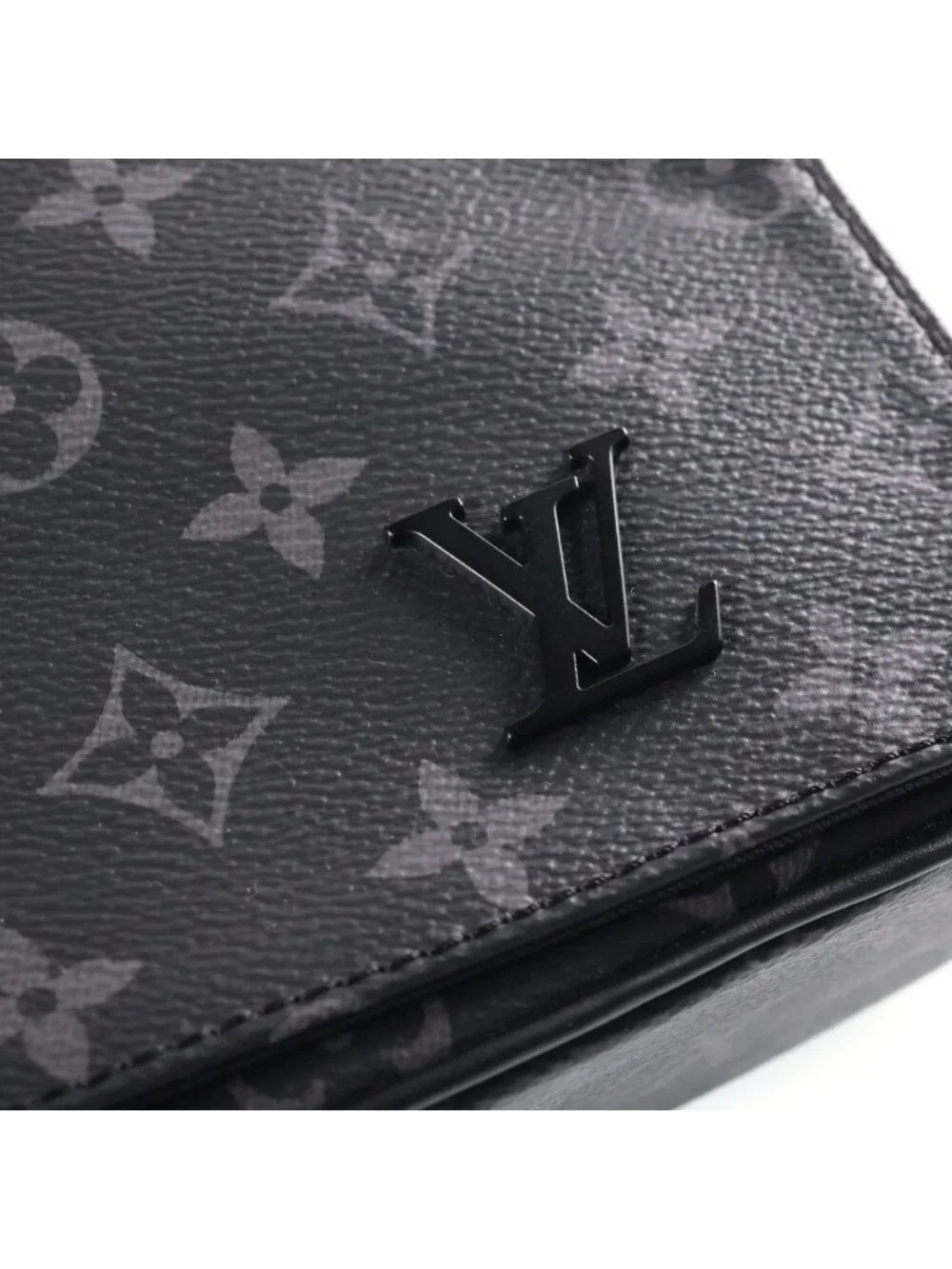 Louis Vuitton Monogram Eclipse District PM Shoulder Bag Black Leather Silver
